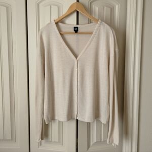Women's Gap Heather Cream V Neck Cardigan, Size M